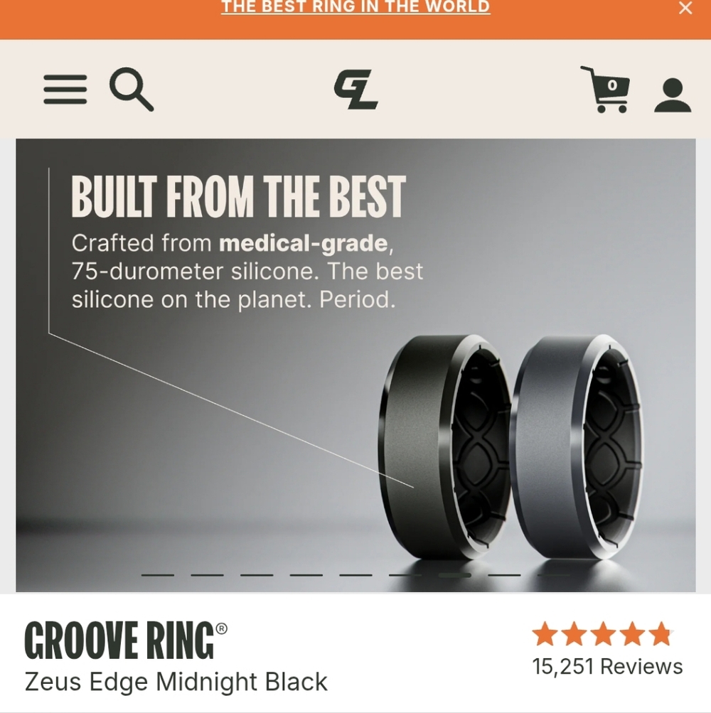 Groove Ring Zeus Edge Midnight Black size 8 - Picture 4 of 8